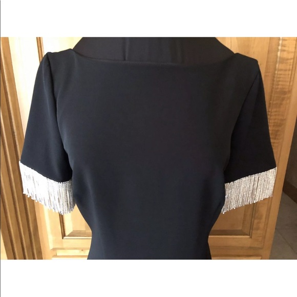 Trina Turk Rhinestone Fringe Sleeve Dress - Picture 4 of 8